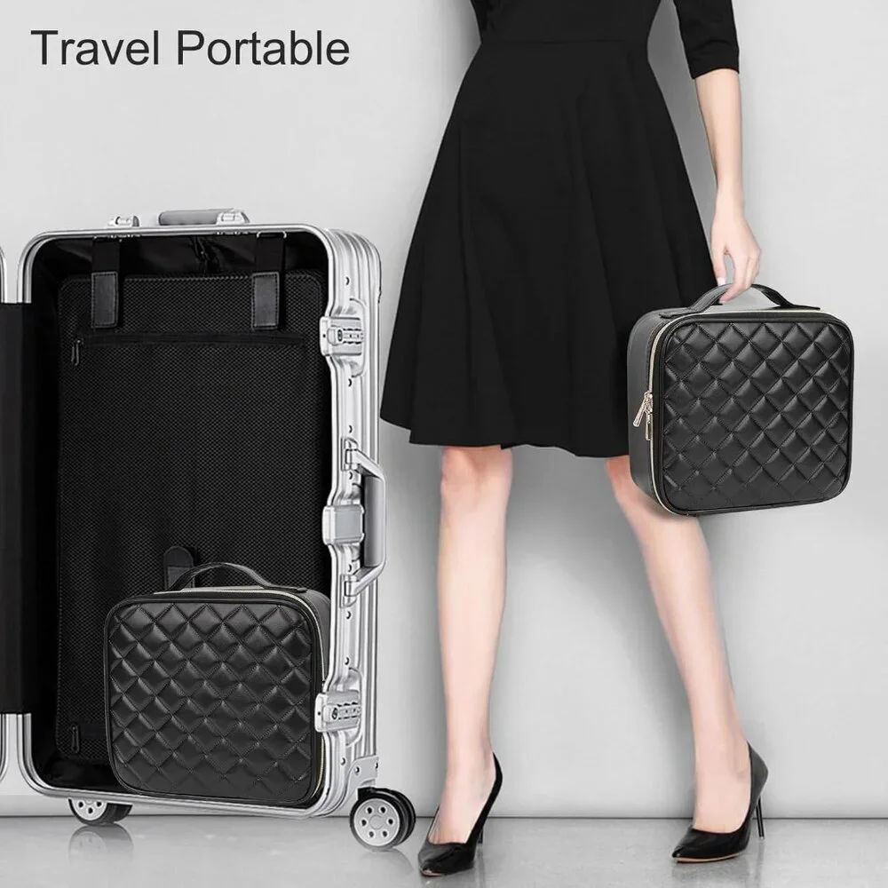 Makeup Bag, Travel Cosmetic Train Case Organizer Portable Artist Storage Bag wit