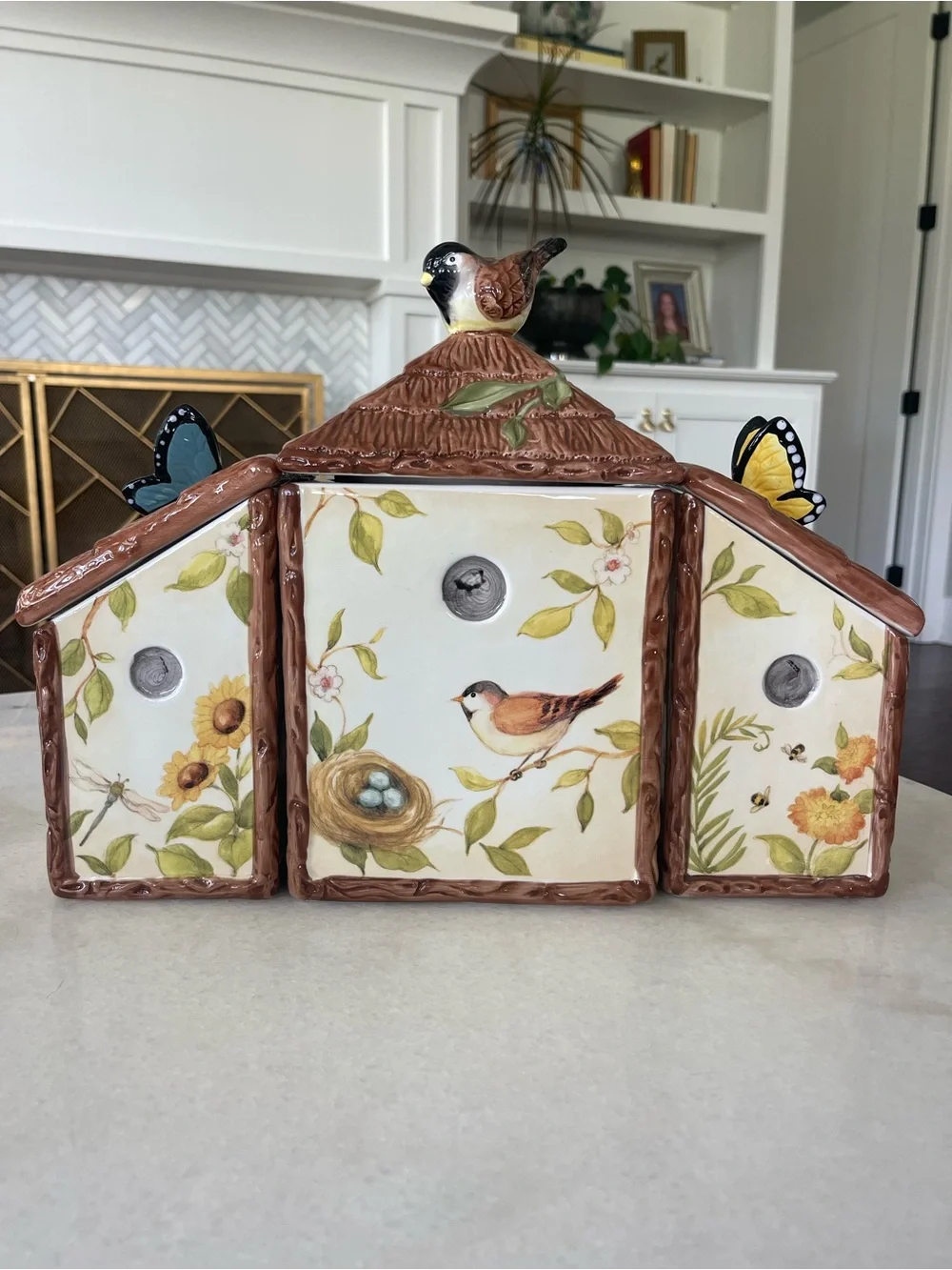 Nesting Garden by Susan Winget Cracker Barrel Canister Set Birdhouse Cookie Jar