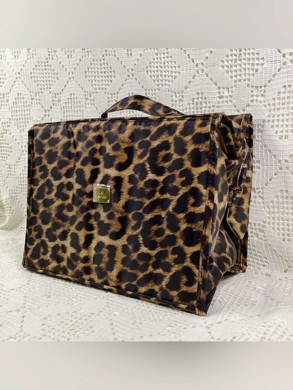 Joy Mangano “Better Beauty Case” Leopard Print Travel/Storage Bag Set