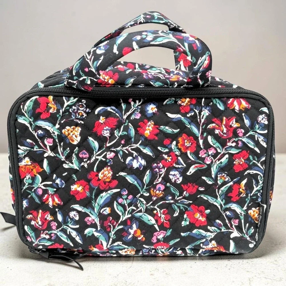 Vera Bradley Ultimate Travel Case Cosmetic Organizer Bag Perennials Noir Floral