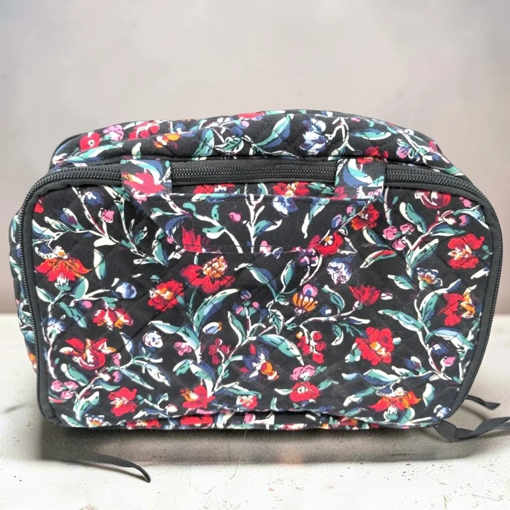 Vera Bradley Ultimate Travel Case Cosmetic Organizer Bag Perennials Noir Floral