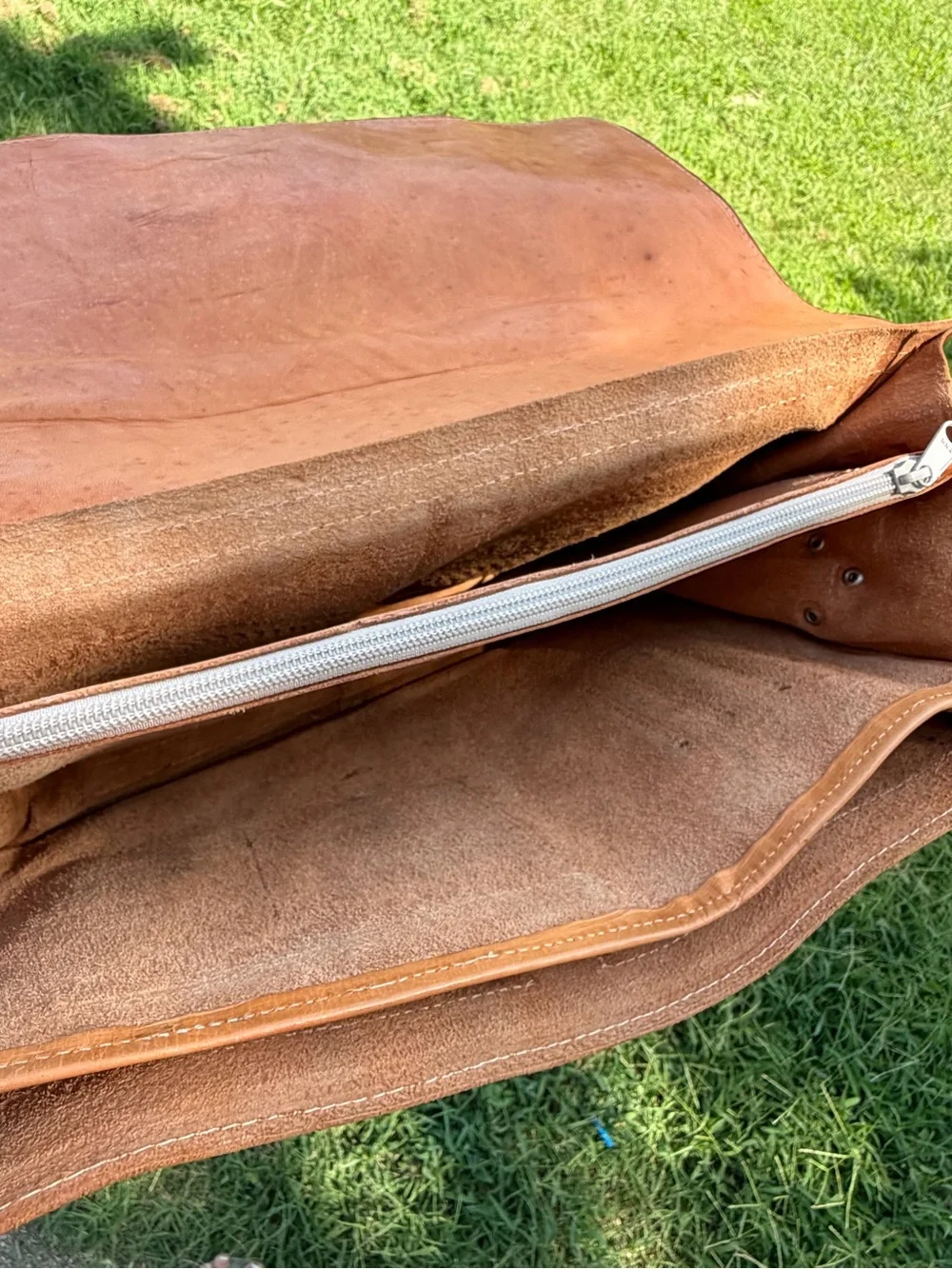 Hand-Tooled Tan Leather Briefcase Satchel