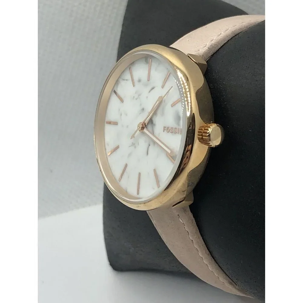 Fossil BQ3491 Women's Leather Analog White Dial Quartz Genuine Wrist Watch OP583