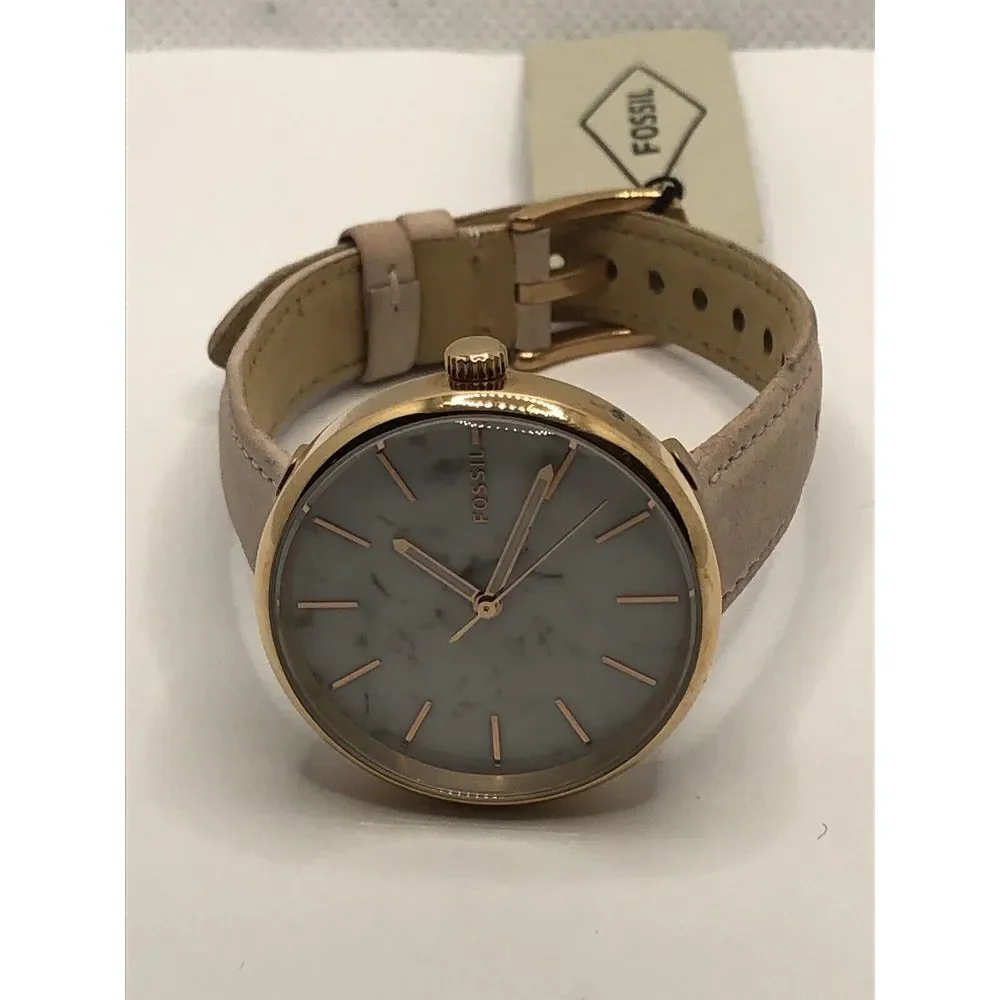 Fossil BQ3491 Women's Leather Analog White Dial Quartz Genuine Wrist Watch OP583