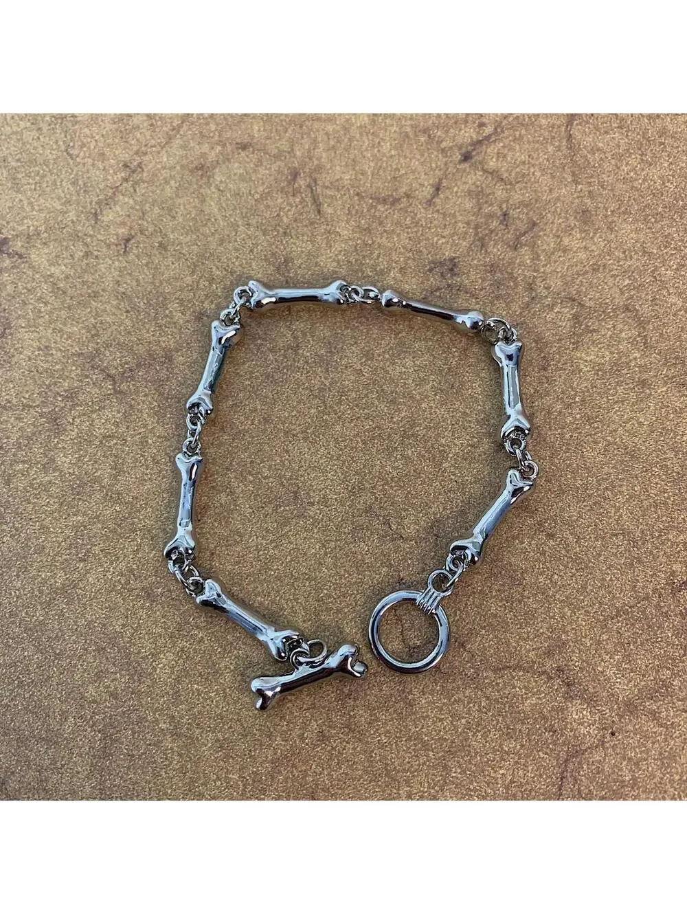 Bone Stainless steel Y2k 2000s style Cuban Link Bracelet. 8.5 inches length.