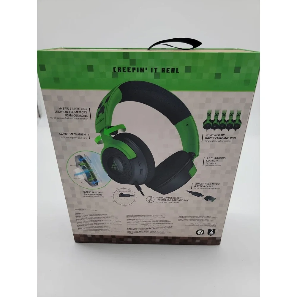 Razer Kraken V4 X Wired Gaming Headset - Minecraft Edition: USB PS5 New in Box!