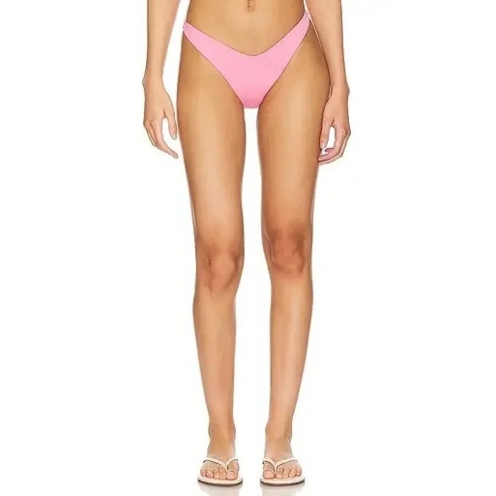 L*Space Low Tide Bitsy Bikini Bottom Guava Pink High Leg V-Front XL LSLTB24 NEW