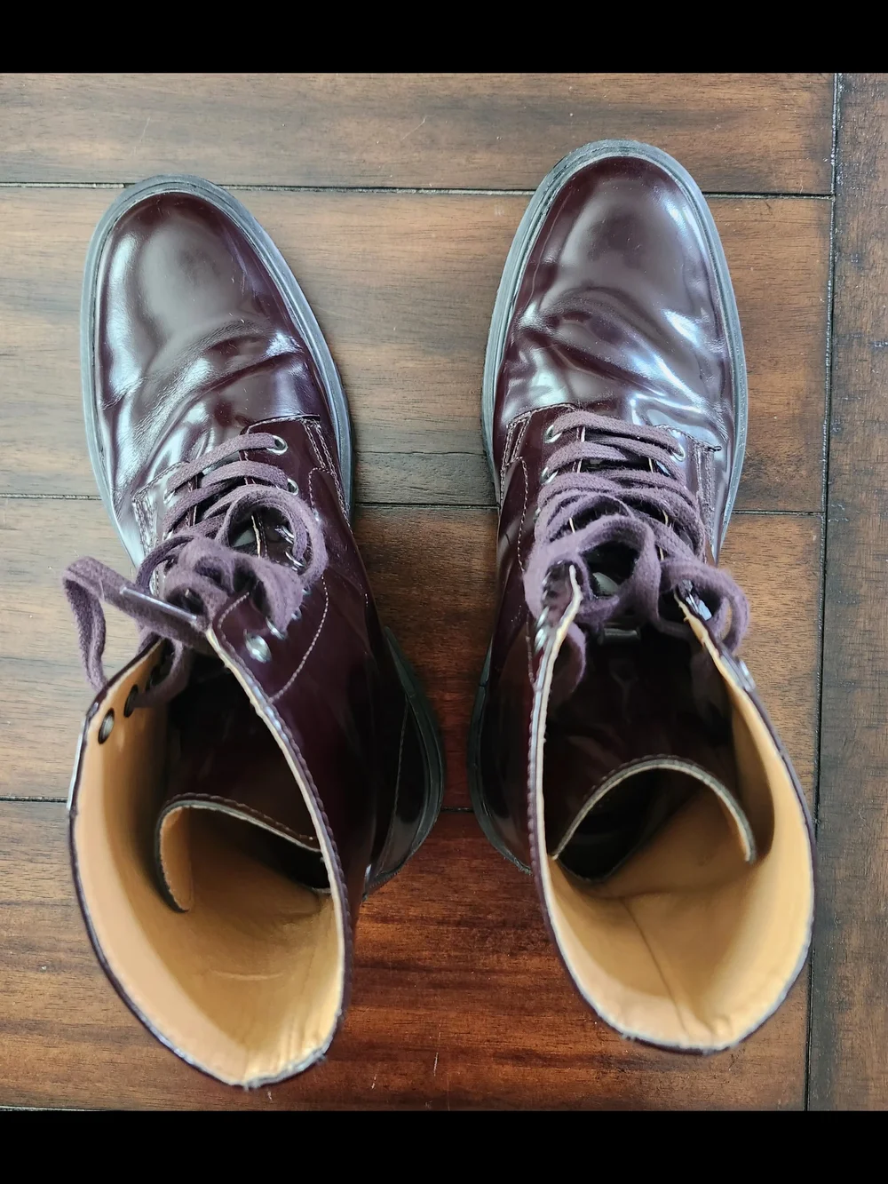 Express Burgandy Leather Combat Boots 8