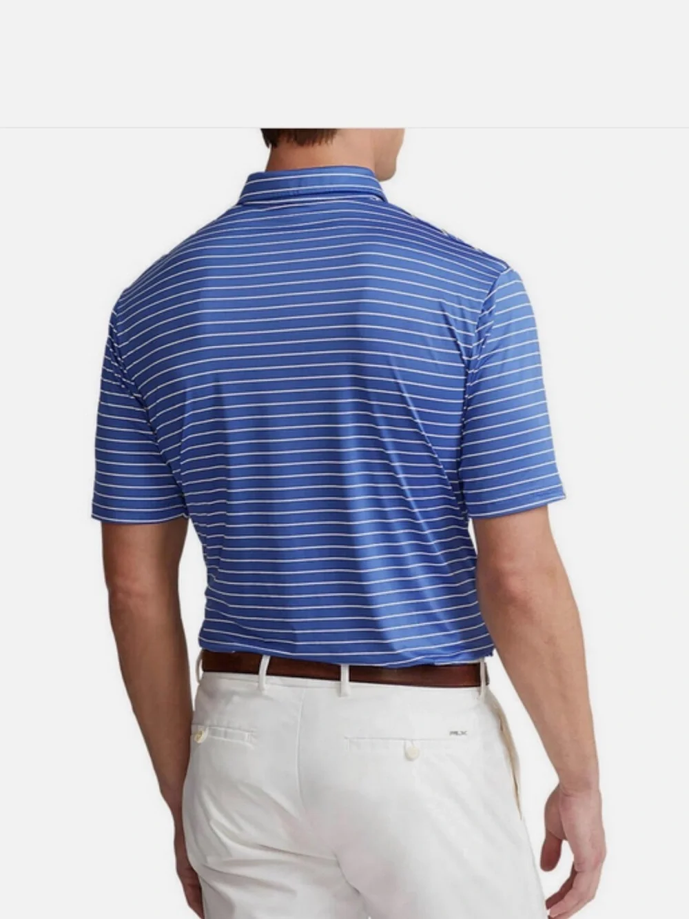 RLX Ralph Lauren Men's Golf Stripe Polo Shirt, Blue/White