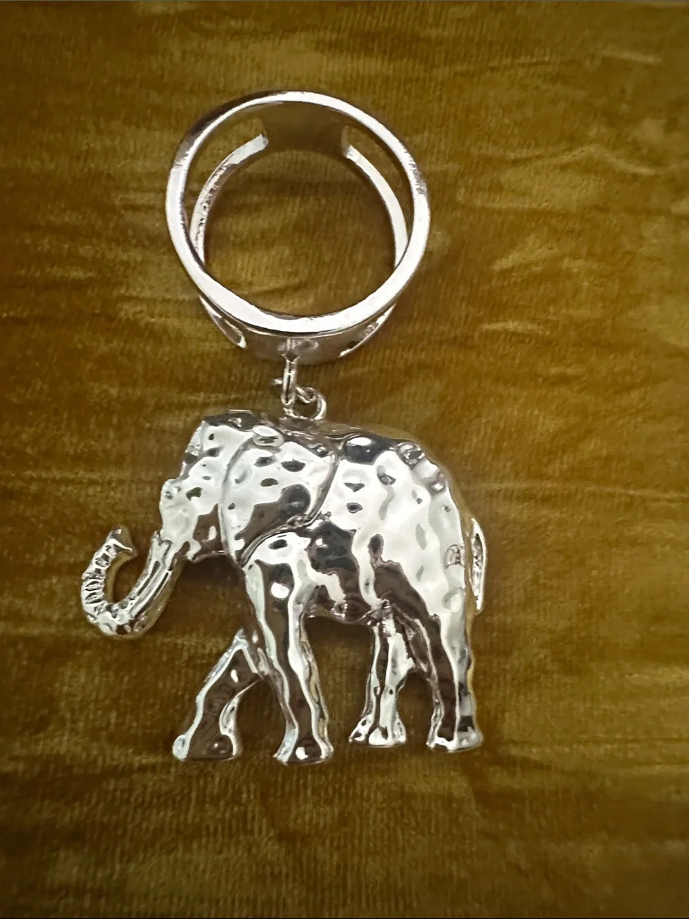 Silver Elephant Scarf Ring