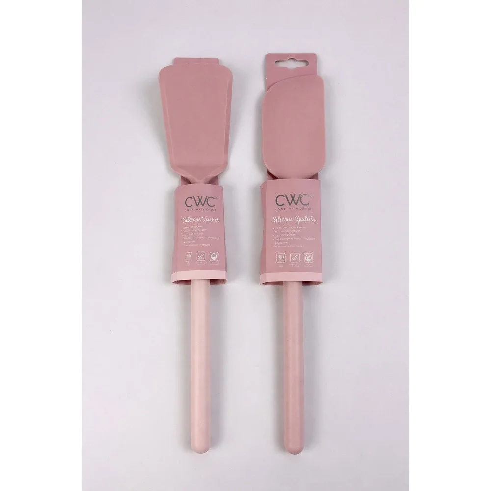 CWC Cook With Color Pink Silicone Turner & Spatula Set BPA Free‎ 450F
