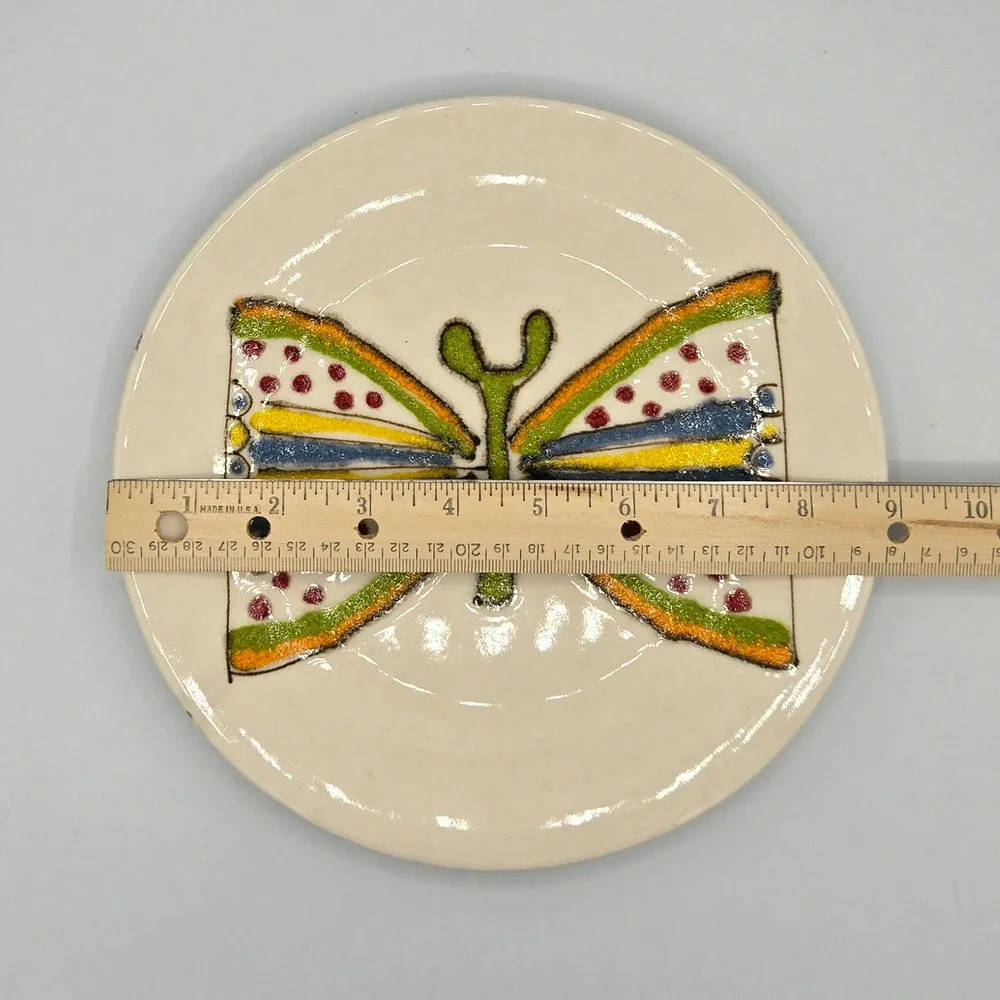 Vintage Crate and Barrel Flutter‎ 9 inch Butterfly Plate Folk Art Boho Colorful