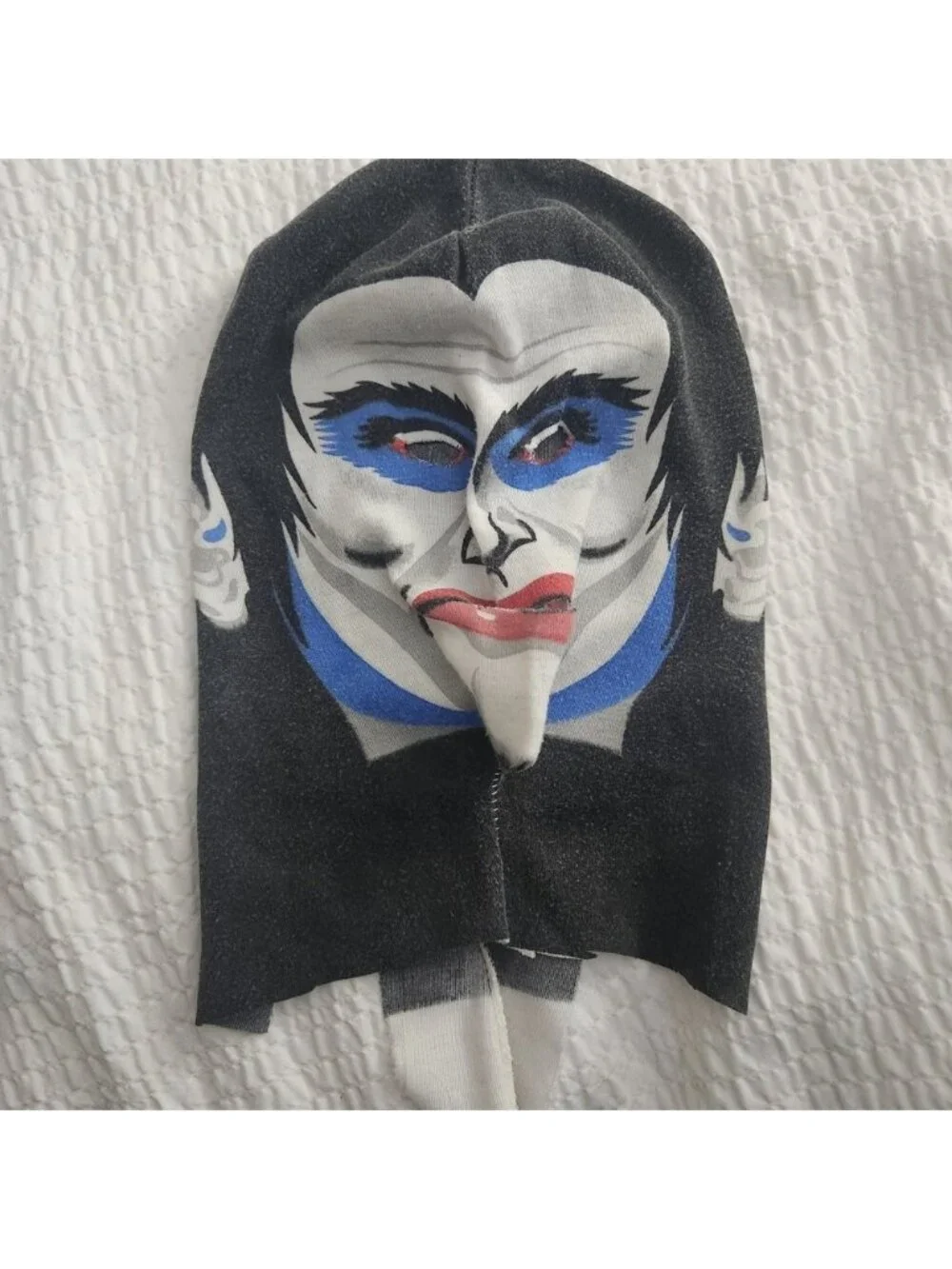 Vintage Novelty Face Print Balaclava Knit Mask‎ Grey Blue Red Halloween Costume