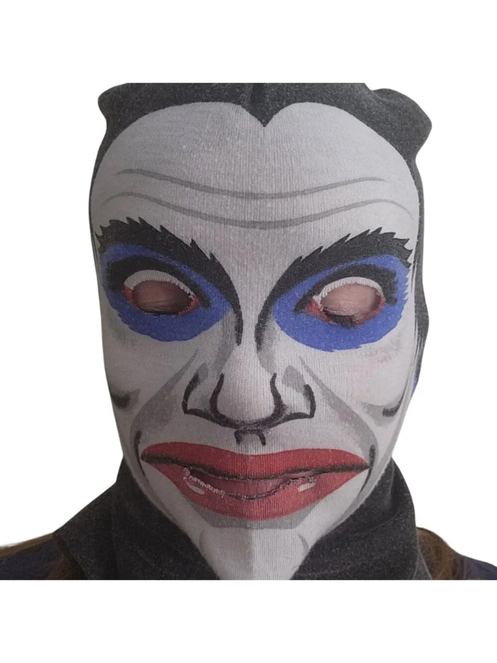 Vintage Novelty Face Print Balaclava Knit Mask‎ Grey Blue Red Halloween Costume