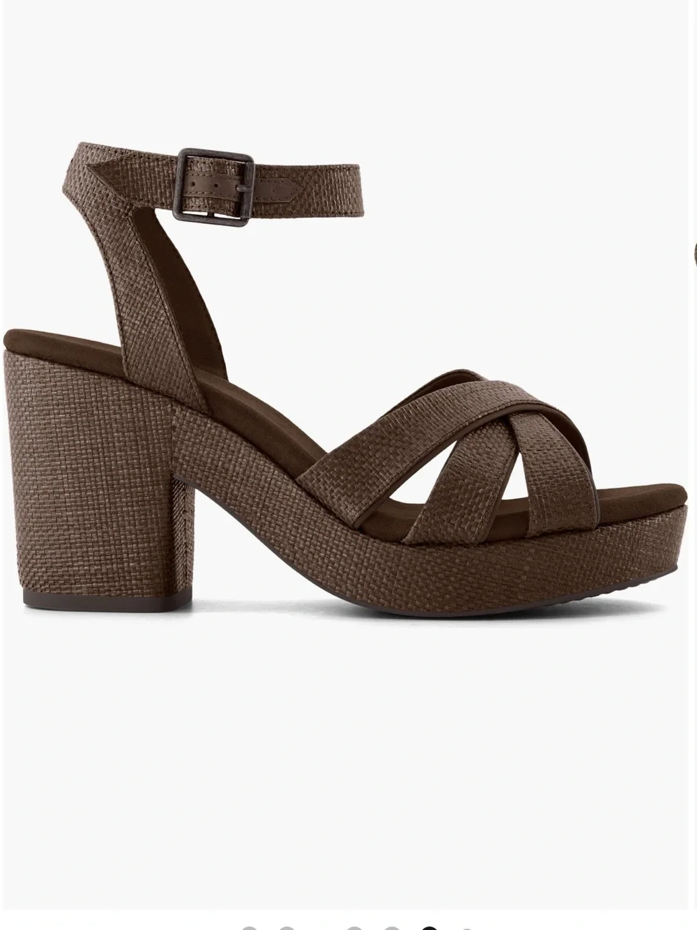 TOMS Majorca Ankle Strap Platform Sandal hot chocolate raffia size 6.5 NWT