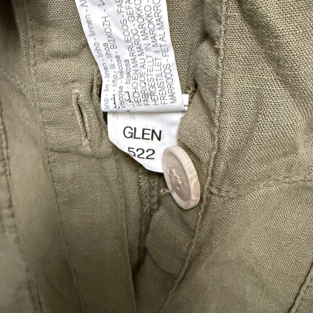 Zara Linen Blend Utility Safari Olive Green Jumpsuit Button Front Cap Sleeve L