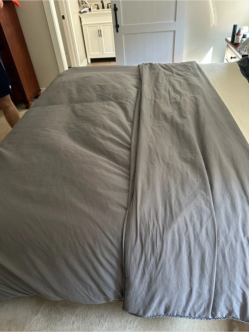 Big Blanket Co XL 40 lb King Weighted Blanket Gray w/ Duvet Cover