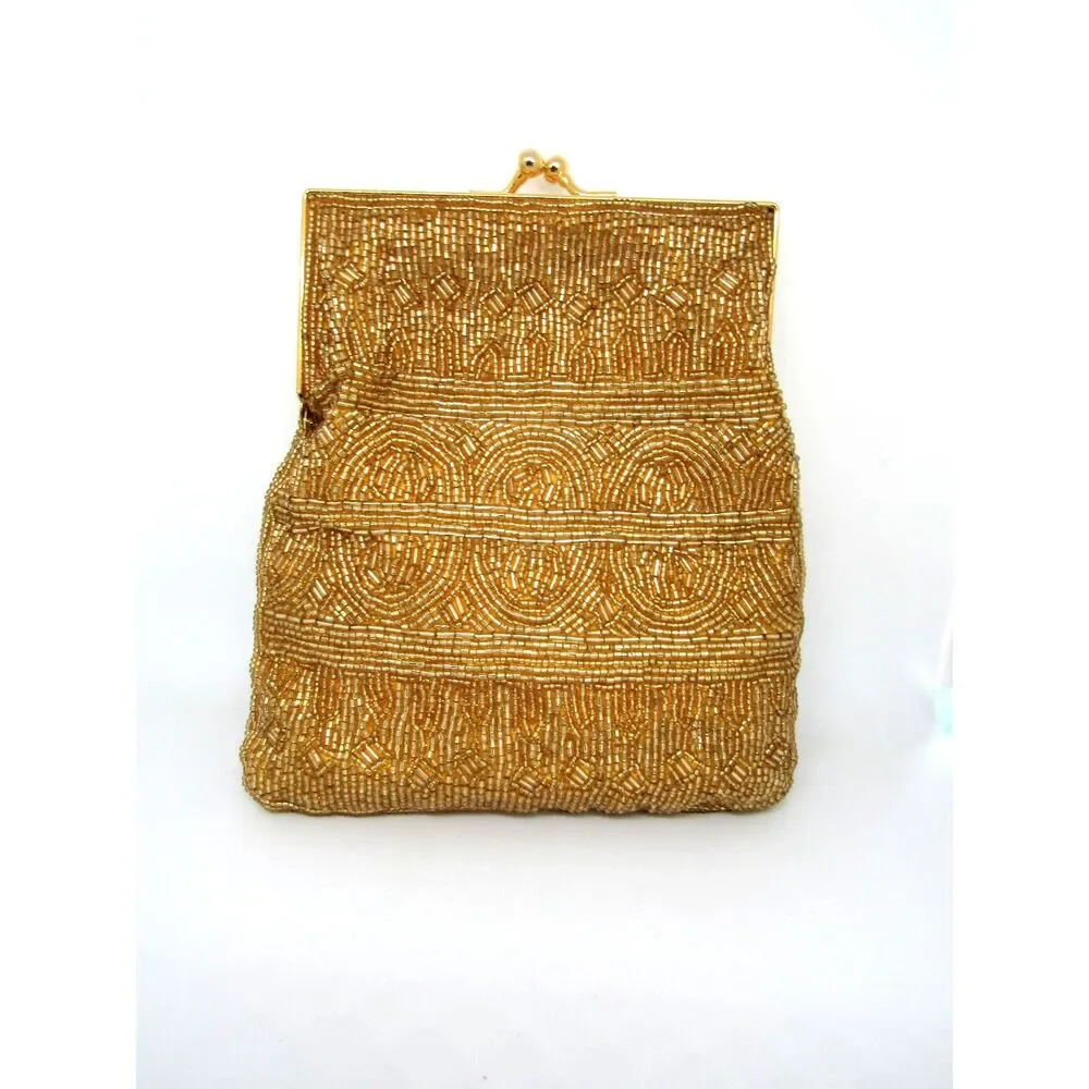 Hillard & Hanson Vintage bag pouch evening purse beaded art nouveau design