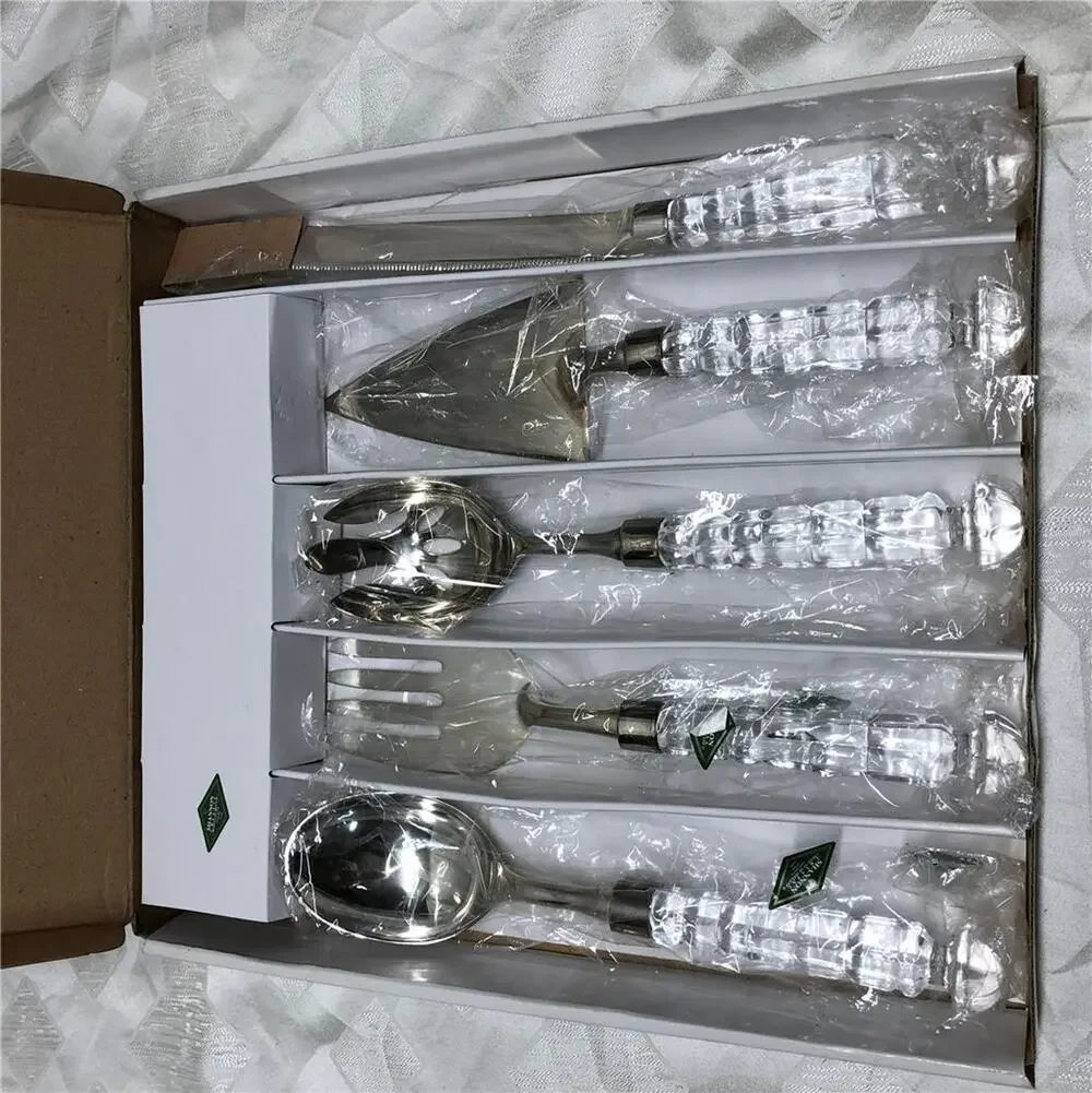 Shannon Crystal Versailles Five Pieces Crystal Handled Serving Set