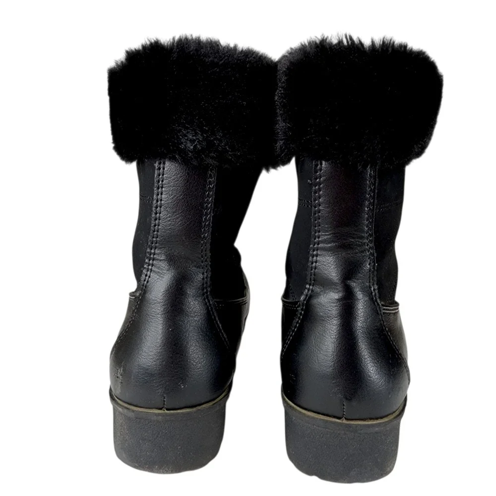 JBU‎ Jambu Ankle Boot sz 8M Women Colorado Black Faux Suede Fur Bootie Pull On