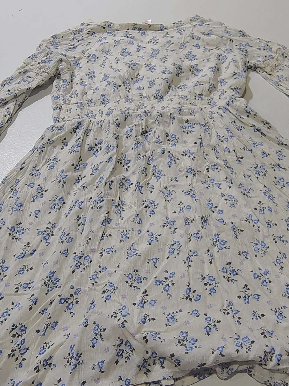 Justice Cream Dress with Blue and Lilac Floral Print 100% Viscose Size 10
