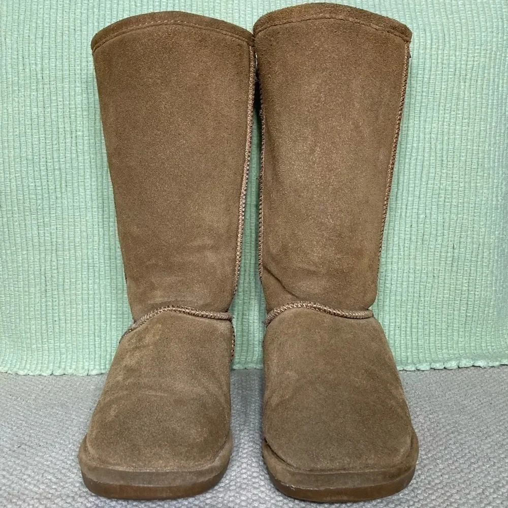 BEARPAW Womens Tan Eva Tall Suede/Wool/Sheepskin Warm Winter Boots SZ US 7