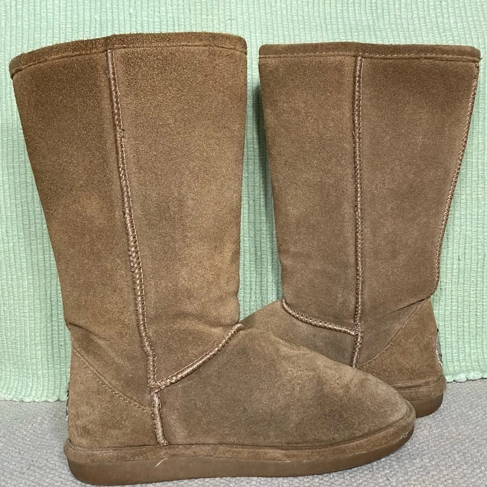 BEARPAW Womens Tan Eva Tall Suede/Wool/Sheepskin Warm Winter Boots SZ US 7