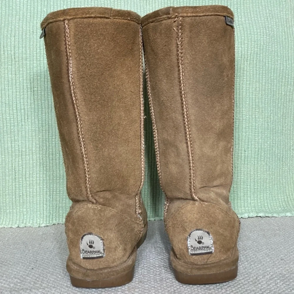BEARPAW Womens Tan Eva Tall Suede/Wool/Sheepskin Warm Winter Boots SZ US 7