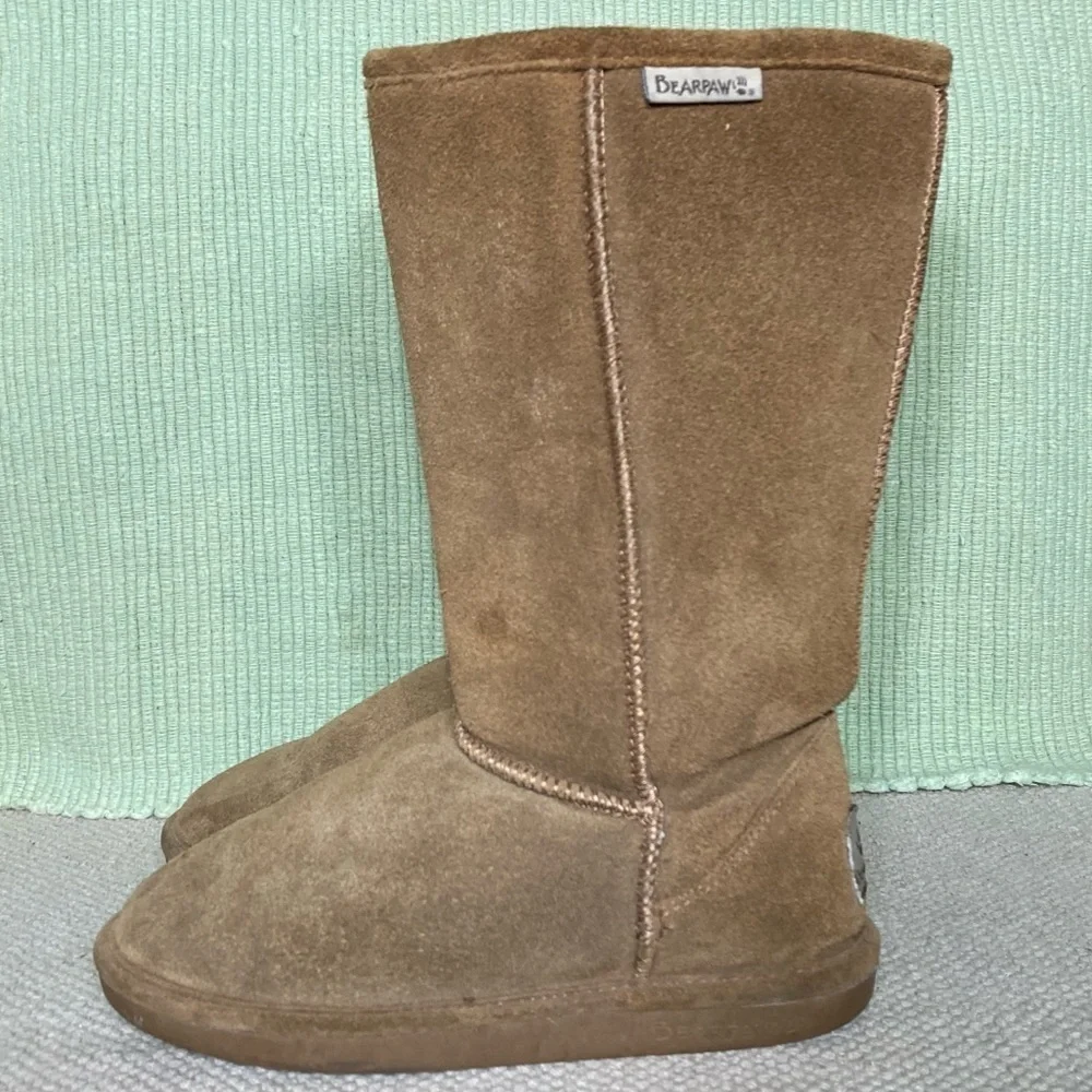 BEARPAW Womens Tan Eva Tall Suede/Wool/Sheepskin Warm Winter Boots SZ US 7