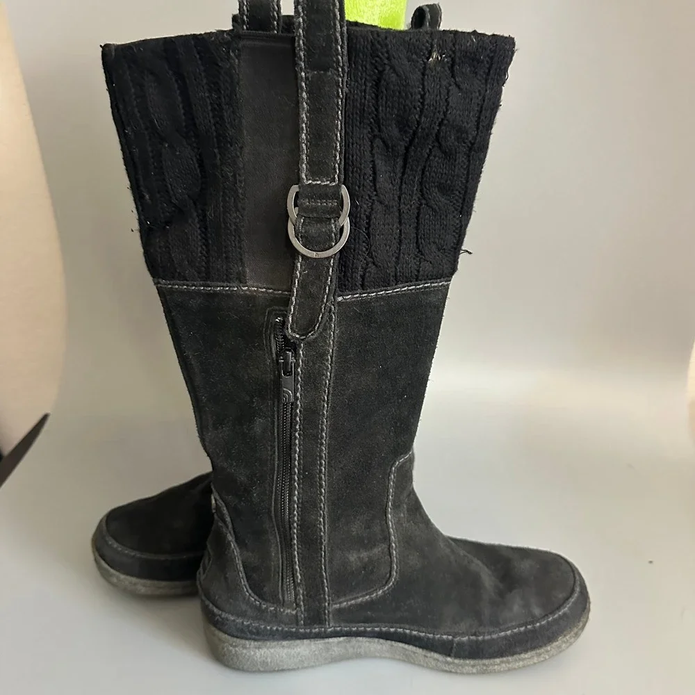 The North Face Womens Black Suede Cable Knit Winter Boots PrimaLoft 200g Size 9