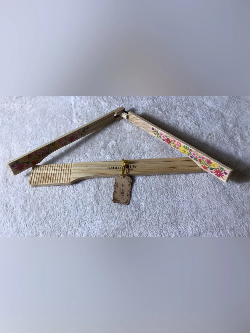 NATURAL LIFE Floral-Accented wooden tongs set of 2