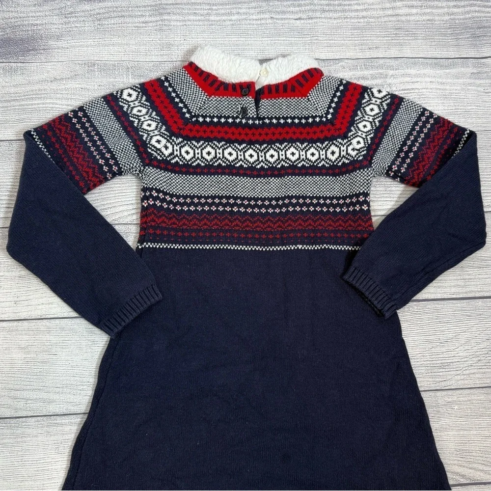 Gymboree Fair Isle Sweater Blue and red Dress Size 7 - Cozy Winter Knit