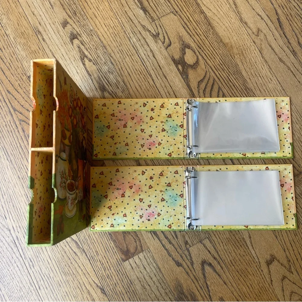 Vintage Recipe Binder Set 3PC Set Art by Debi Hron Birds Flowers Coffee Tea 90s
