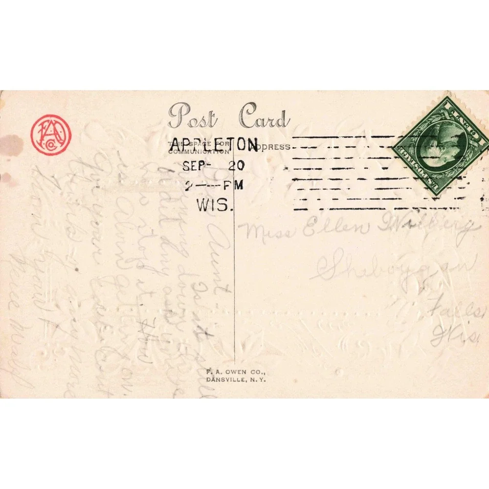 Vtg Good Cheer Series No 434 RPPC Postcard Violets Embossed 1920 Postmark