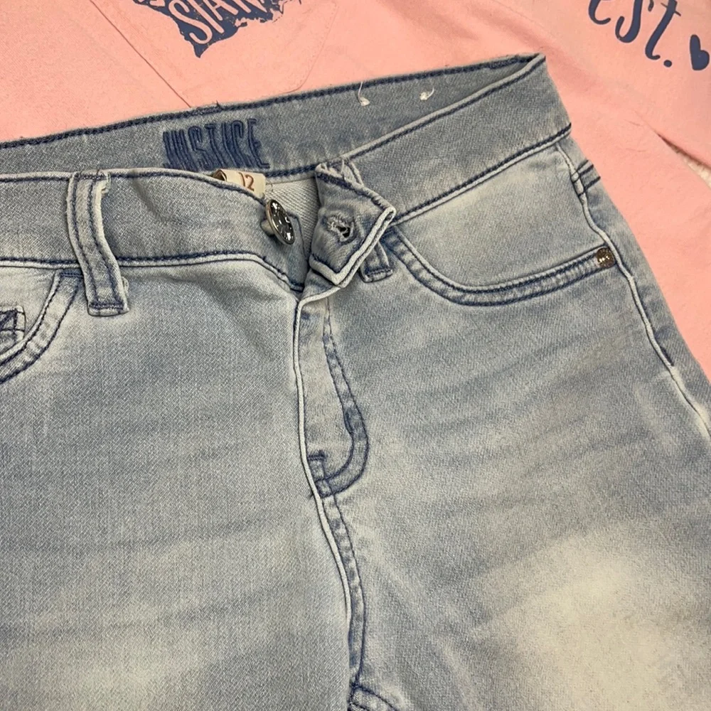 🔥 SALE JUSTICE Girls Mid Rise Light Wash Denim Jeans | Size 12