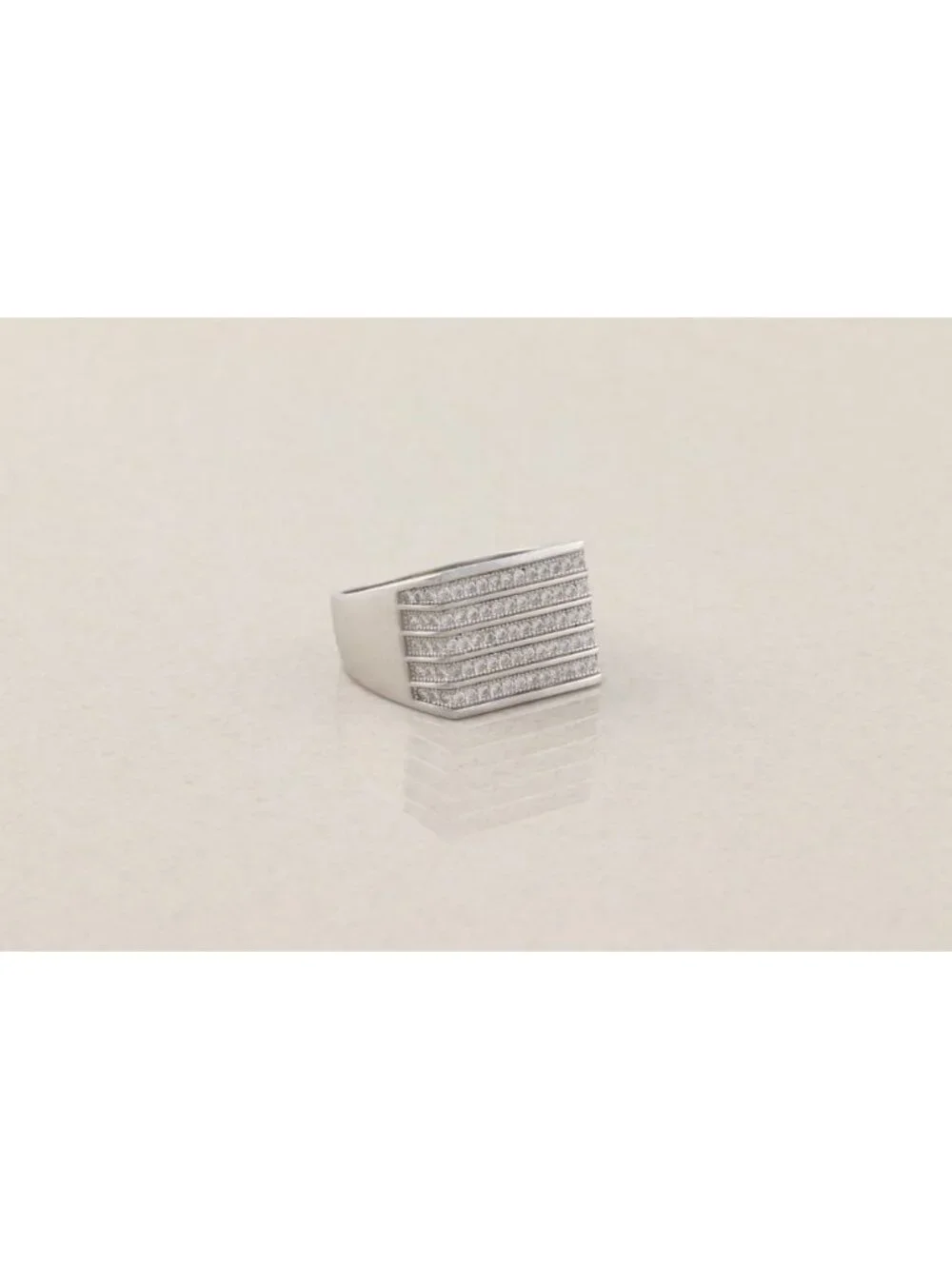 Men's Sterling Silver Sparkly Cubic Zirconia Ring Size 9 3/4