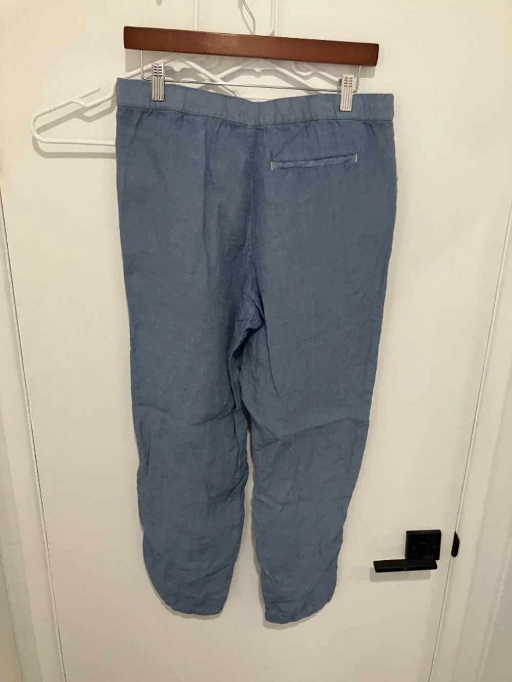 H&M Women's Regular Fit 100% Linen Trousers, Blue, Size 33R