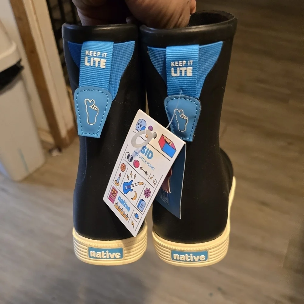 Native Black SID Kids Rain Boots Sz 13 Nwt