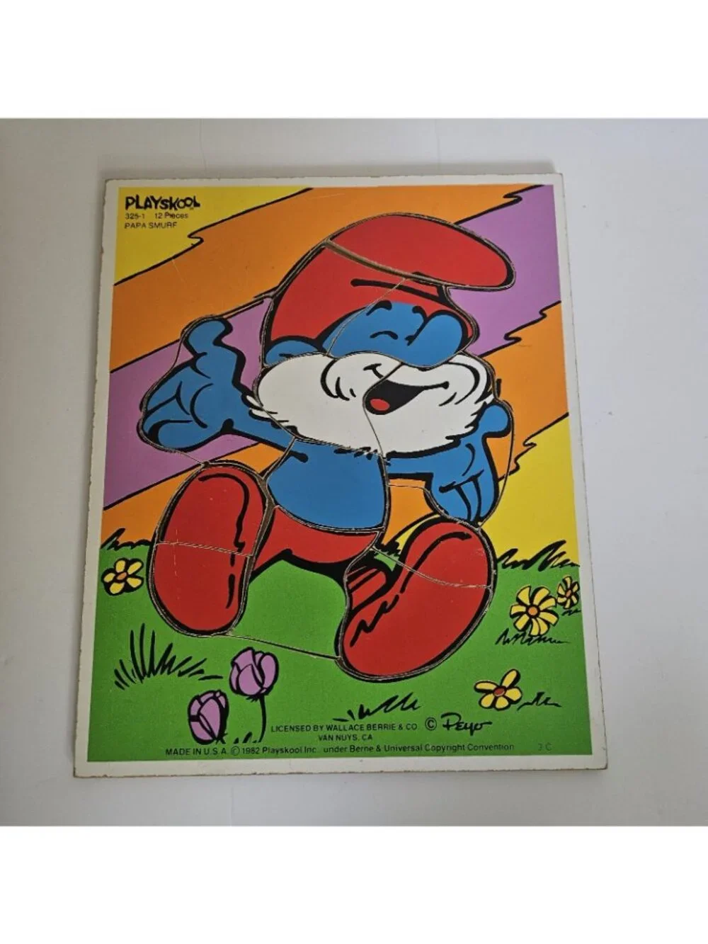 Vintage 1980s Smurfs Playskool Wooden Puzzles Papa Smurfette Lot 2