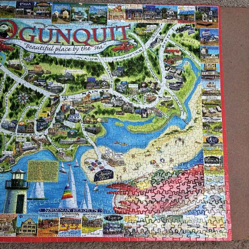 White Mountain Puzzles Ogunquit Maine 1000 Piece Jigsaw Puzzle Complete Rare