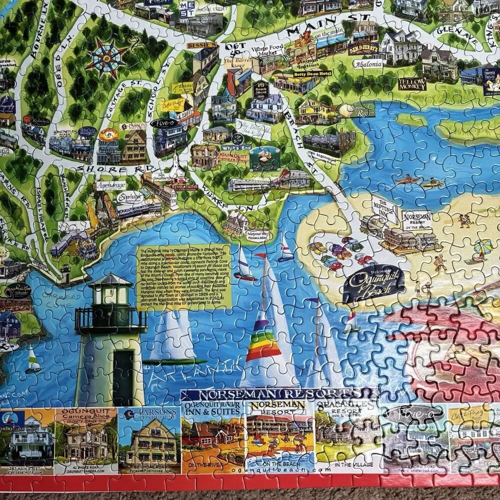 White Mountain Puzzles Ogunquit Maine 1000 Piece Jigsaw Puzzle Complete Rare