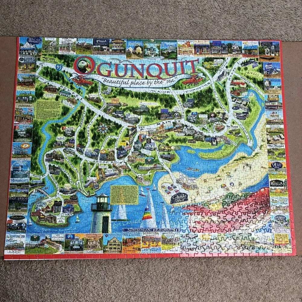 White Mountain Puzzles Ogunquit Maine 1000 Piece Jigsaw Puzzle Complete Rare