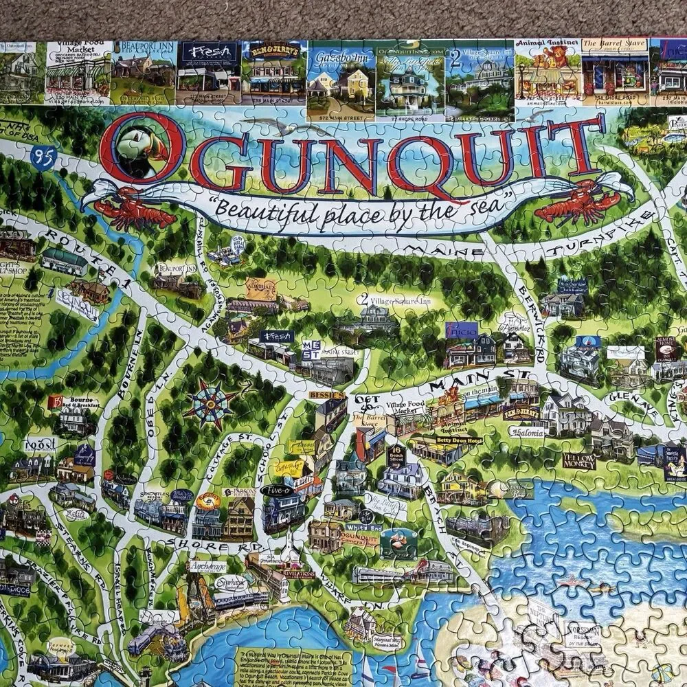 White Mountain Puzzles Ogunquit Maine 1000 Piece Jigsaw Puzzle Complete Rare