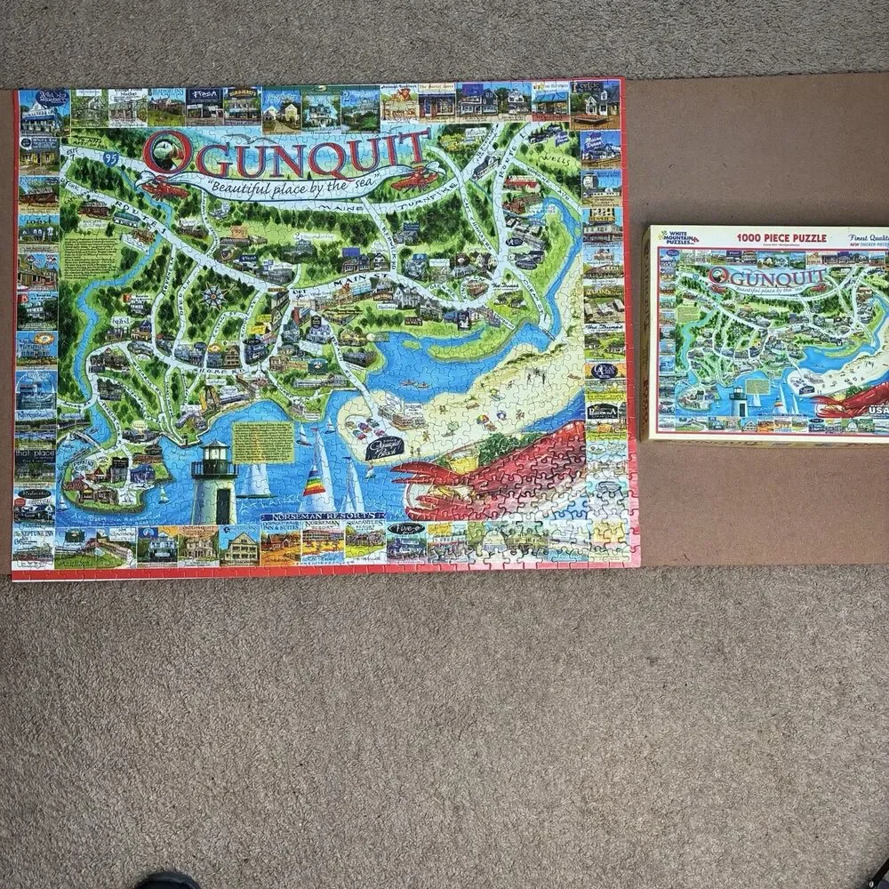 White Mountain Puzzles Ogunquit Maine 1000 Piece Jigsaw Puzzle Complete Rare