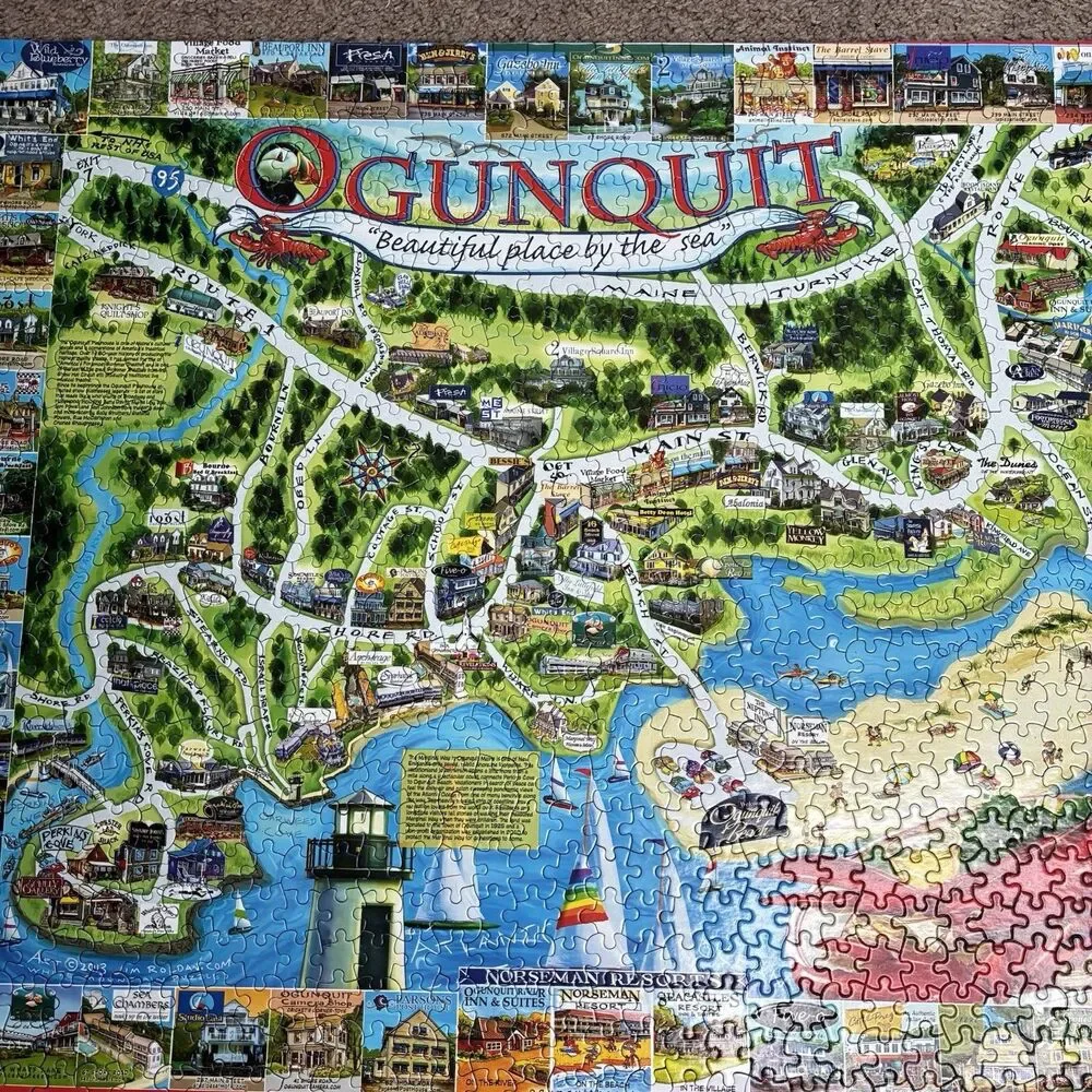 White Mountain Puzzles Ogunquit Maine 1000 Piece Jigsaw Puzzle Complete Rare