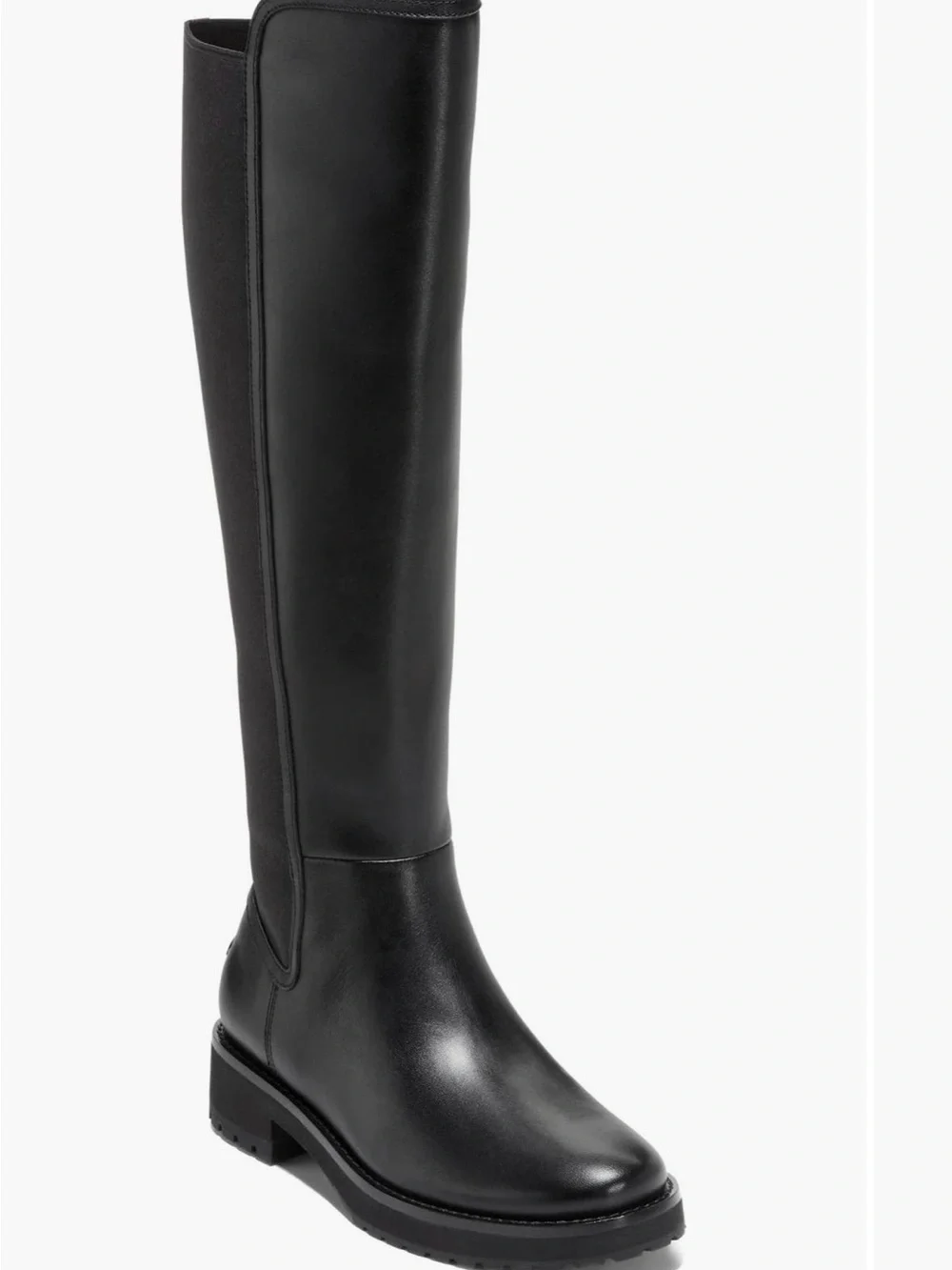 Cole Haan Waterproof Black Over-the-Knee Lug Sole Riding Boots