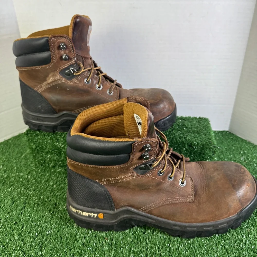 Carhartt Mens Brown Leather Composite Toe Rugged Flex Work Boots Size 11 M