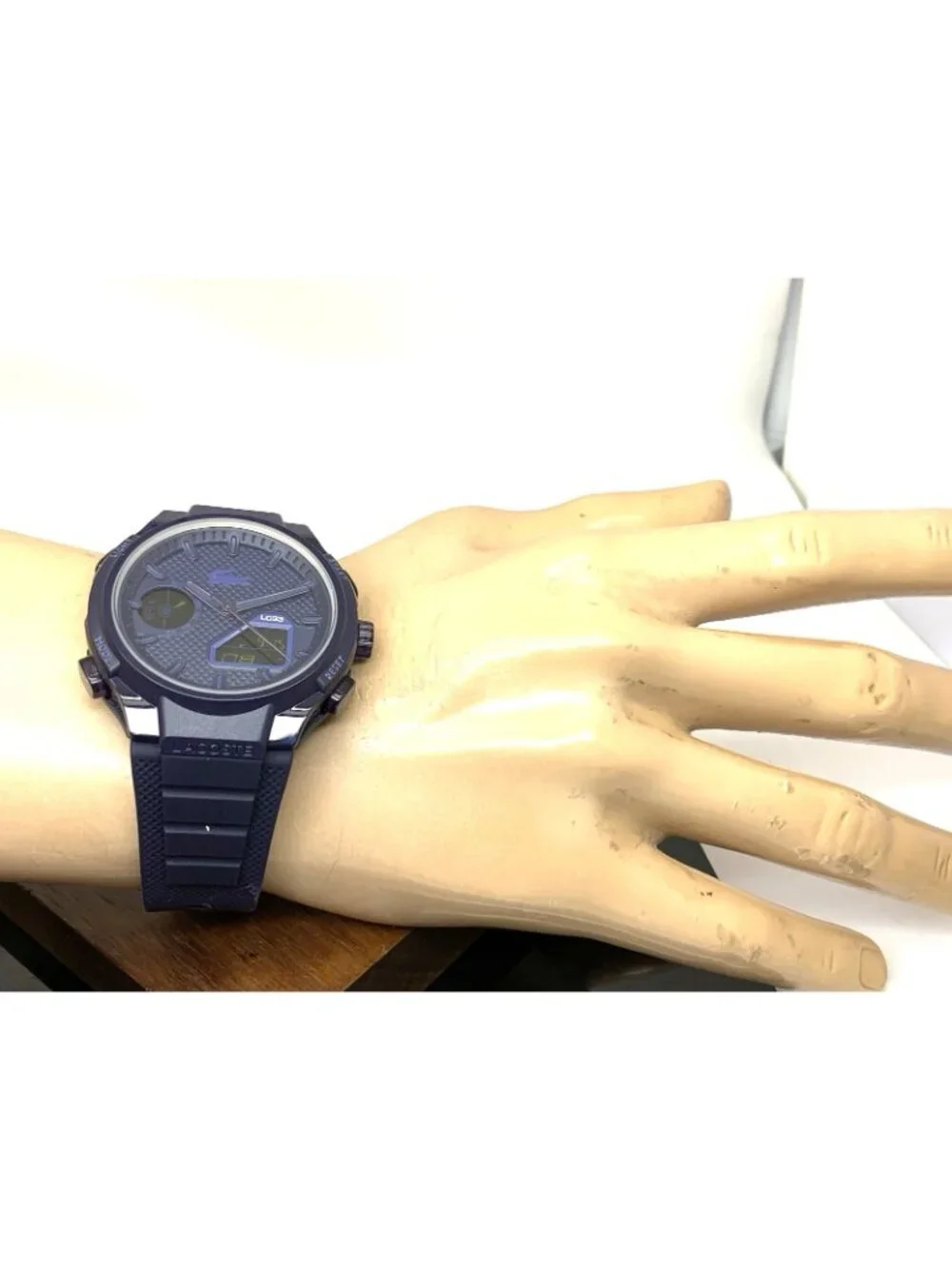 Lacoste Men's Watch 2011448 LC33 Quartz Analog Digital Blue Dial Rubber 44mm