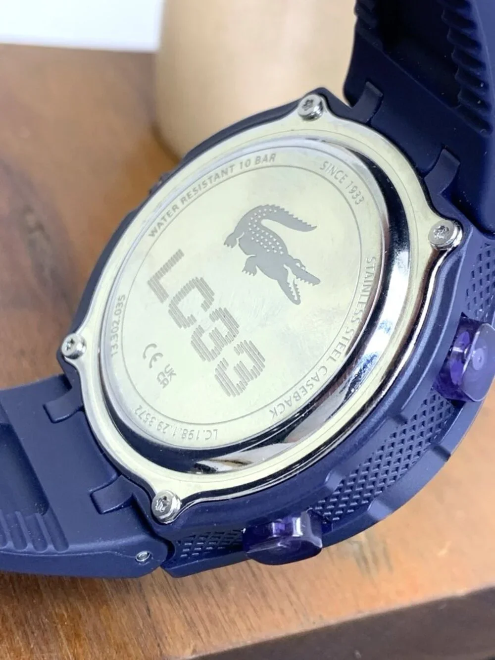 Lacoste Men's Watch 2011448 LC33 Quartz Analog Digital Blue Dial Rubber 44mm