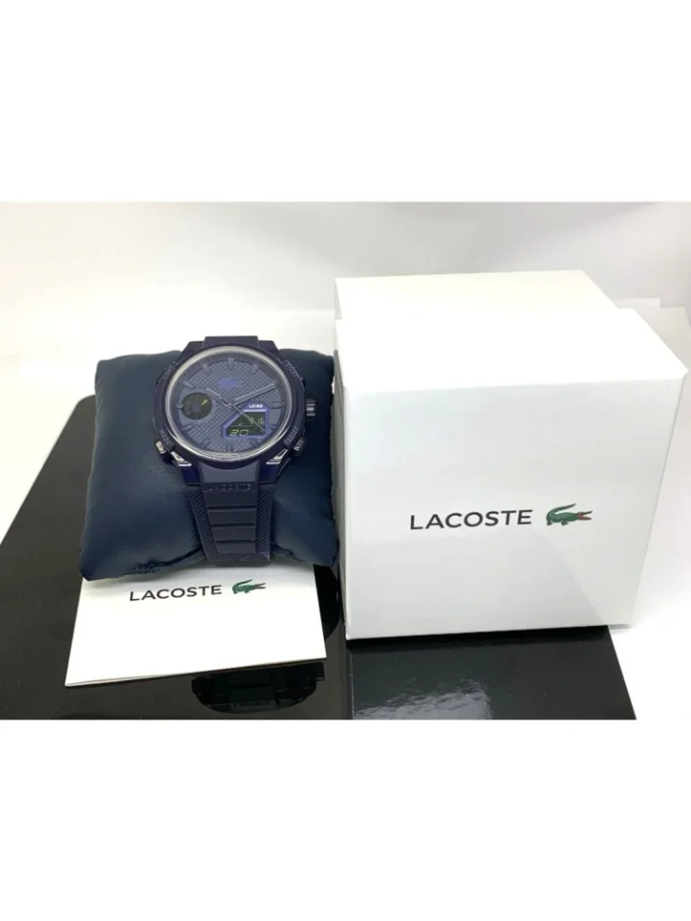 Lacoste Men's Watch 2011448 LC33 Quartz Analog Digital Blue Dial Rubber 44mm
